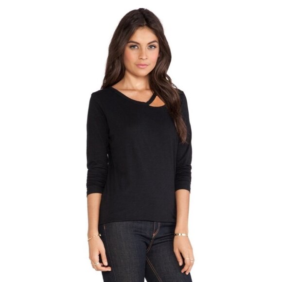Revolve LNA Waffle Long Sleeve Desert Crew Top T-shirt Cut out Black Size XS - Picture 9 of 14